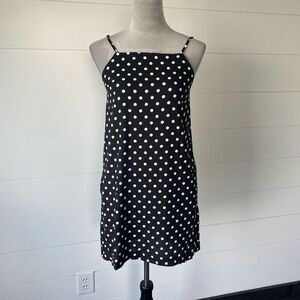 Monteau Linen Blend Black & White Polka Dot Dress Size XSmall